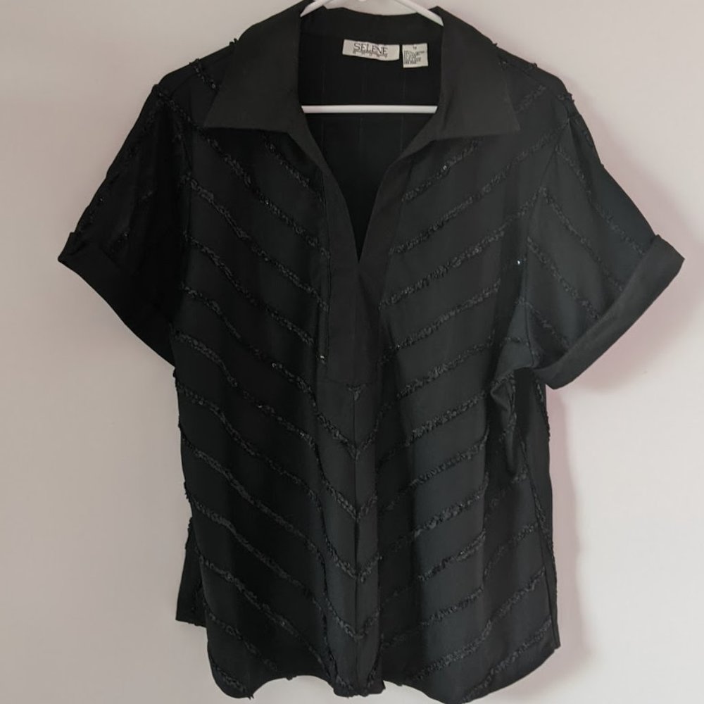 Selene Sport vintage black pullover top, size 1X